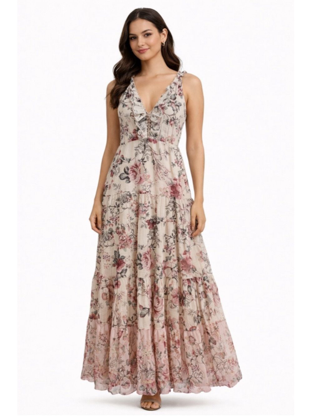 Super Natural by Secret Mission Emmeline Ruffle-Trim Maxi Dress